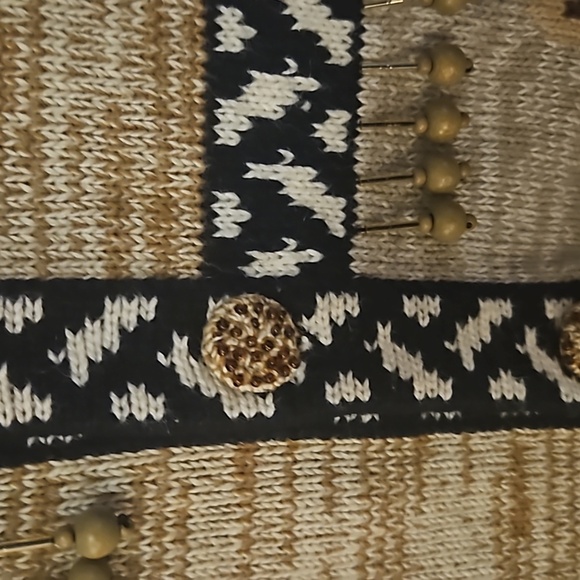 VTG STORYBOOK KNITS 1980s African Tribal Animal Print Marled Cardigan Sweater - Picture 9 of 16